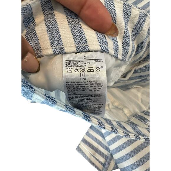 Old Navy Blue White Striped Career Office Straight Leg Pixie Dress Pants Size 12 - Picture 3 of 13